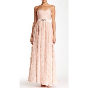 Adrianna Papell - Strapless Lace Dress - Blush
